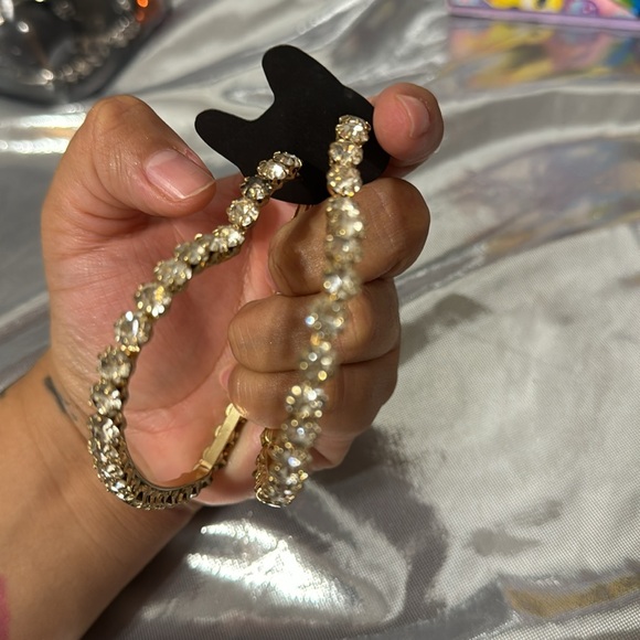 Bp. Heart rhinestone hoop earrings - Picture 5 of 5